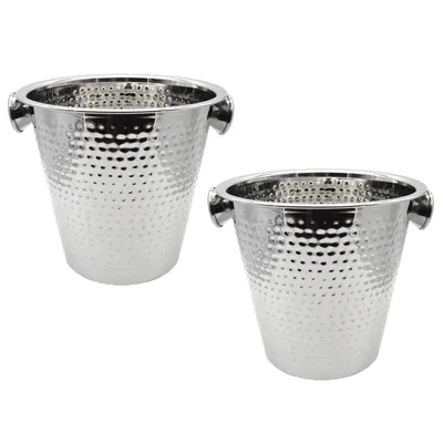 Produktbild von 2er Set Sektkühler Flaschenkühler Edelstahl Weinkühler Kühler Champagnerkühler Sektkübel 22cm Eiskübel Getränkekühler