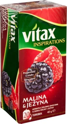 Obrázok produktu pre Herbata owocowa malina jeżyna Vitax 20 torebek
