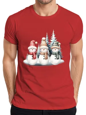 Immagine prodotto di Maglietta da uomo Snowmen - Christmas Gift, Rosso, XXL