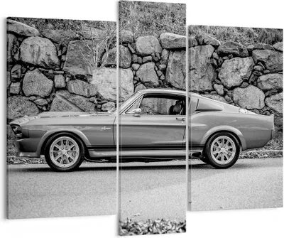 Produktbild von Bild auf Leinwand - Leinwandbild - 3 Teile - Auto Ford Mustang - 95x80cm - Wand Bild - Wanddeko - Wandbilder - Leinwanddruck - Bilder - Wanddekoration - Leinwand bilder - Wandbild - CB95x80-5011
