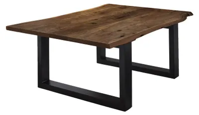 Produktbild von Couchtisch Baumkante 120 x 80 cm Akazie massiv + nussbaumfarben schwarz matt LUBIN