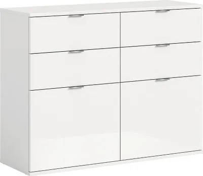 Produktbild von ProjektX Schuhschrank 4 Schubladen 2 Klapptüren weiß Hochglanz.