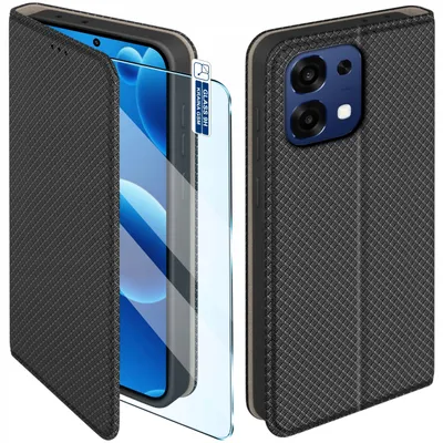 Obrázok produktu pre Etui z klapką do Oppo A6 Pro 5G Zamykane Czarne Futerał + Szkło 9H