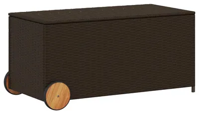Produktbild von vidaXL Gartentruhe mit Rollen Braun 190L Poly Rattan
