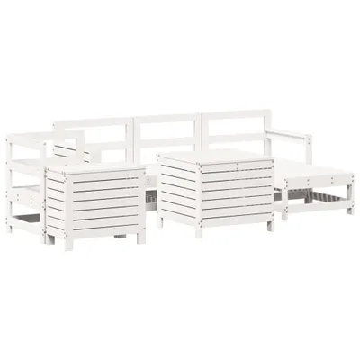 Produktbild von vidaXL 7-tlg. Garten-Sofagarnitur Weiß Massivholz Kiefer