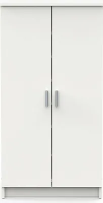 Produktbild von Multifunktions-Kleiderschrank mit zwei Türen mit sechs Einlegeböden, Farbe Weiß, Maße 55 x 108 x 36 cm