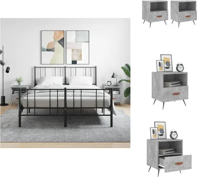 Produktbild von vidaXL Nachttische 2 Stk. Betongrau 40x35x47,5 cm Holzwerkstoff -  Nachttische