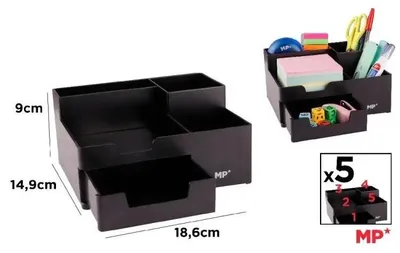 Image de Organisateur de bureau avec tiroir noir