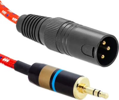 Produktbild von 3,5mm Klinkenstecker auf XLR 3 Pin Stecker Adapter Kabel OFC Vergoldet Nylon Audio Hifi Mikrofon Verstärker AuxKabel 2m