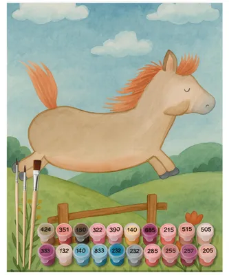 Produktbild von Mr. & Mrs. Panda DIY Malen nach Zahlen Pferd Springen Design 40 x 50 cm Ohne Rahmen - Weiß - Geschenk, Pony, set, Reiten, Stall, Pferde, Pferdestall, Zahlenbild, Leinwand