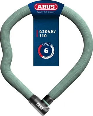 Produktbild von ABUS Kettenschloss Goose Lock 4204K - biegsames, klapperfreies Fahrradschloss aus gehärtetem Stahl - 4 mm starke Stahlkette, 28 mm Gesamtdurchmesser - 110 cm lang - mit Schlüssel - Hellgrün