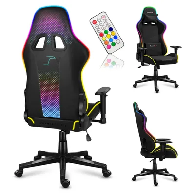 Zdjęcie produktu dla Huzaro Force 6.3 RGB Mesh | LED Lighting Gaming Chair Fotel biurowy | 130 kg nośności | Zagłówek Poduszka lędźwiowa Regulowane oparcie | Czarny