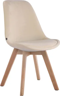 Produktbild von CLP Besucherstuhl Borneo V2 Samt mit Polsterung creme Gestell Farbe natur