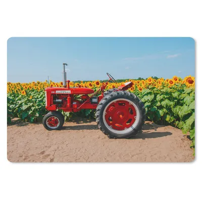 Produktbild von MuchoWow® Mauspad Mousepad Traktor - Rot - Sonnenblume - Bauernhof - Blumen 27x18 cm - Mousepads - Maus Mat - Pad - Mausunterlage - Büroartikel - Desk Matten