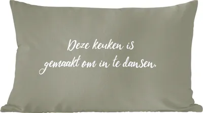 Produktbild von MuchoWow® Zierkissen Sofakissen Wohnzimmer Dekokissen 50x30 cm Diese Küche ist zum Tanzen gemacht - Sprichwörter - Zitate - Wohnzimmerdekoration - Polster mit Photo