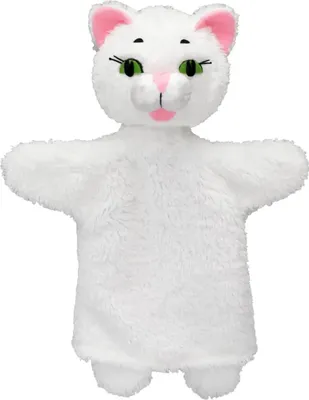 Produktbild von Handpuppe Kätzchen weiss, 26cm - Plüschhandpuppe