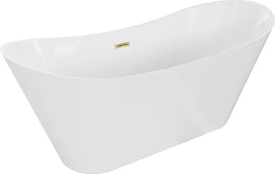 Produktbild von Mexen Celia Badewanne freistehend 170 x 75 cm, weiß, Überlauf aus gebürstetem Gold - 52331707500-55