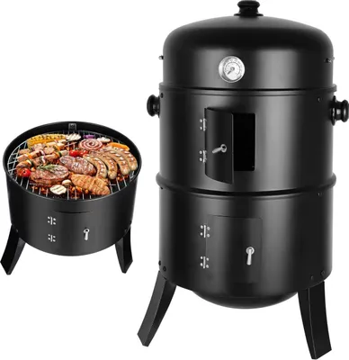 Produktbild von Holzkohlegrill – 3-in-1 – Ø45cm – Kohlegrill – Briketts – Mit Deckel – Smoker