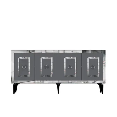 Image de Skye Decor, Karya - Anthracite, Argent, Console, Anthracite, PANNEAUX DE PARTICULES 100 % MÉLAMINÉS, 150 x 79 x 40 cm