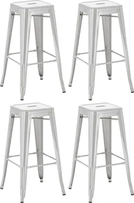 Produktbild von CLP 4er Set Barhocker Joshua aus Metall mit Fußstütze silber