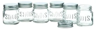 Image de KitchenCraft BarCraft Set de Verres à alcool fr Verres à alcool moulés fr Verre fr Conserves avec couvercle fr Bouchon à vis 6 pièces 60 ml