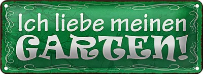 Produktbild von Blechschild Spruch 27x10cm ich liebe meinen Garten grünes Schild