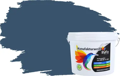 Produktbild von RyFo Colors Bunte Wandfarbe Manufakturweiß Alpenseeblau 3l - weitere Blau Farbtöne und Größen erhältlich, Deckkraft Klasse 1, Nassabrieb Klasse 1