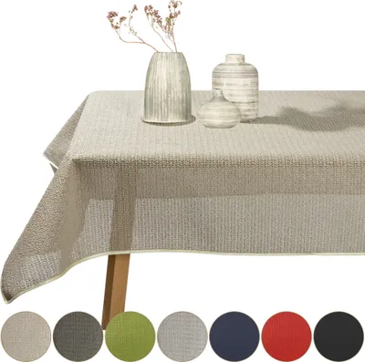 Produktbild von Gartentischdecke Schaum Rund Oval Eckig Tischdecke Schaumtischdecke abwischbar Garten Tischtuch wasserfest Beige Eckig 130x220cm