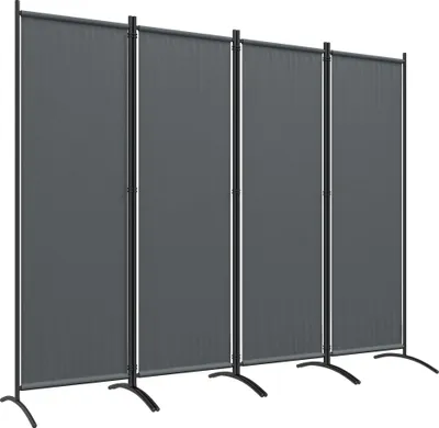 Image de Cloison de séparation - Paravent - 4 panneaux - Pliable - Polyester et métal - 221 x 50 x 172 cm - Gris