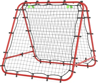 Produktbild von Fußball Rebounder Kickback Tor Rückprallwand Netz beidseitiger Rückprall Verstellbar in 5 Stufen für Fußball Training Stahl Rot 100 x 95 x 90 cm