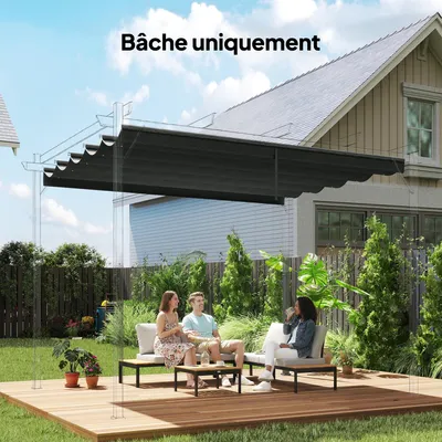 Produktbild von Sweiko Ersatzplane für 3x3m Pavillons, mit Wasserablauflöchern, 2,50 x 2,55 m, Dunkelgrau