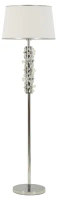 Zdjęcie produktu dla Lampa podłogowa Silver Flower Glam – srebrna rama i metalowe detale kwiatowe – 45x45x157 cm