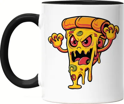 Produktbild von Gruselige Pizza Tasse Schwarz Halloween Geschenkidee Gruselgeschenk Pizza Halloweenparty