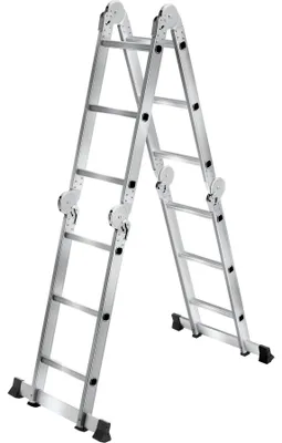 Produktbild von tectake® Aluminium Mehrzweckleiter 6in1, 4 x 3 Sprossen rutschfest, klappbar