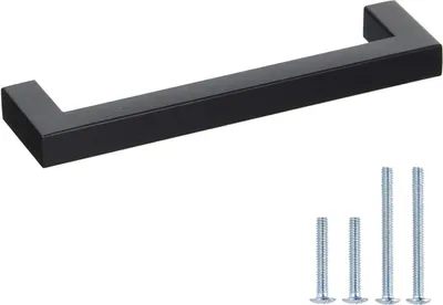Produktbild von 15 Küchengriffe Schwarz – Edelstahl für Küchenschränke, Lochabstand 128mm, Möbel- & Schranktürgriff