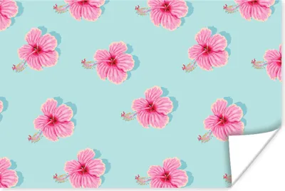 Produktbild von MuchoWow® Poster Blumen - Sommer - Rosa - Muster 90x60 cm - Schlafzimmer