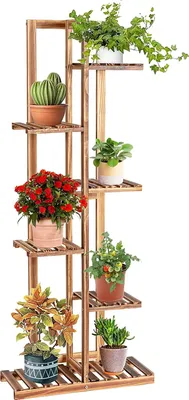 Immagine prodotto di COSTWAY scaffale per piante, scaffale per piante in legno, scala per fiori a più livelli, scaffale in legno per piante per interni ed esterni (6 livelli/marrone)