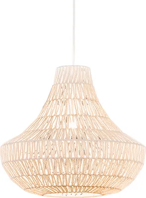 Produktbild von QAZQA - Design Retro-Hängelampe I Pendellampe I Pendelleuchte weiß 50 cm - Lina Cono 50 I Wohnzimmer I Schlafzimmer - Seil Rund - LED geeignet E27