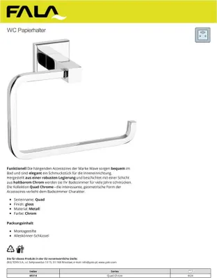 Produktbild von Badaccessoires Badzubehör QUAD Zahnputzbecher Seifenschale Wc- Toilettenpapierhalter Handtuchhalter WC-Bürste , Auswahl:Haken Chrom Quad