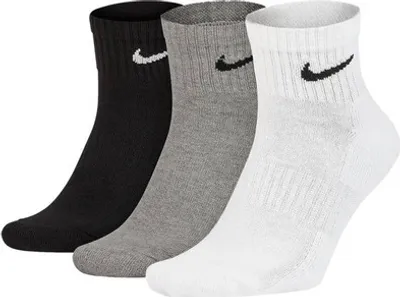 Produktbild von Nike EVERYDAY CSH ANKL viertellange Silhouette, 3 Paar Trainingssocken grau / schwarz / weiß grau / schwarz / weiß L