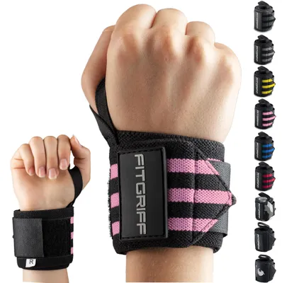 Obrázok produktu pre Zápästné bandáže do posilňovne (45 cm) – Fitness bandáže na zdvíhanie závaží