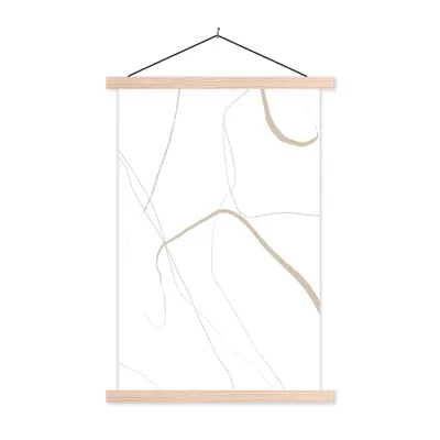 Produktbild von MuchoWow® Textilposter Abstrakt - Minimalismus - Linienkunst 120x180 cm mit holzfarbenen Rahmen - Textil-Plakat