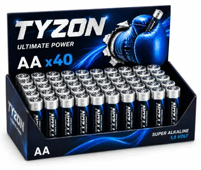 Produktbild von TYZON 54762.00, Einwegbatterie, AA, Alkali, 1,5 V, 40 Stück(e)