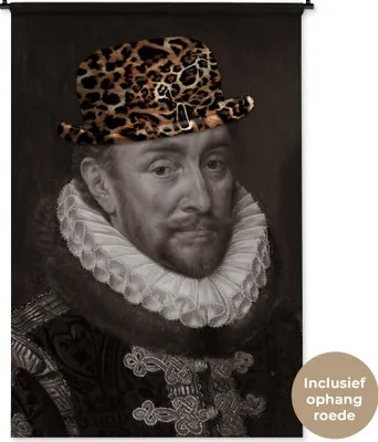 Produktbild von MuchoWow® Wandteppich Wandbehang Wilhelm von Oranien - Adriaen Thomasz - Pantherdruck 120x180 cm Tapisserie Dekoration Wandtuch - Schlafzimmer - Dekorationen für das Haus