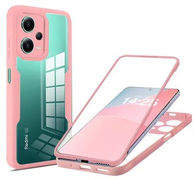 Produktbild von 360 Grad Rundum Schutz Handyhülle für Xiaomi Redmi Note 12 Pro+ 5G Full Cover Vollschutz Case Farbe: Rose