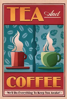 Produktbild von vianmo Holzschild 30x20 cm Tea and Coffee Tee und Kaffee