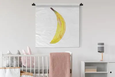 Produktbild von MuchoWow® Wandteppich Wandbehang Banane - Aquarell - Weiß 90x90 cm Tapisserie Dekoration Wandtuch - Wandaufhänger
