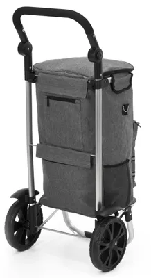 Productafbeelding van Boodschappentrolley - Boodschappenkrat - Opvouwbaar - Met Twee Wielen - Grijs - Zwart - 42 L - 30 KG - 100 x 47 CM