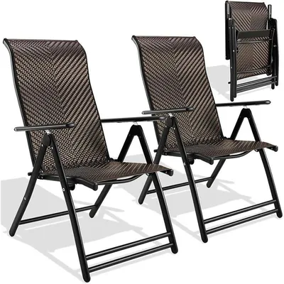 Produktbild von Rattan-Gartenstühle BZ11002A, belastbar bis 120 kg, 2er-Set, braun
