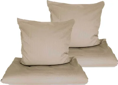 Produktbild von Mikrofaser Seersucker Bettwäsche Uni 2tlg. 4tlg. 135x200 80x80 beige: 4tlg.